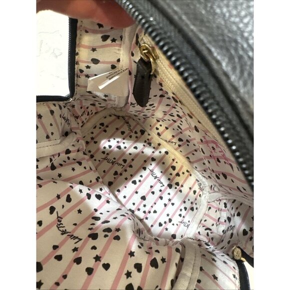 Betsy Johnson Mini Back Pack Black White Pink with Embroidered Flower Logo - Picture 9 of 10